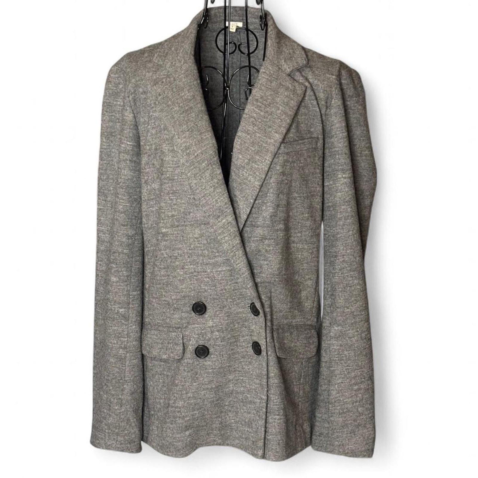J.Crew 100% Wool Double-Breasted Blazer Heather Grey Size 4